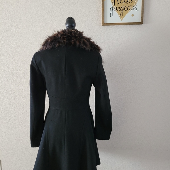 Fleet Street Ltd. Winter Pea Coat. Black with removable faux fur trim. - Picture 2 of 9